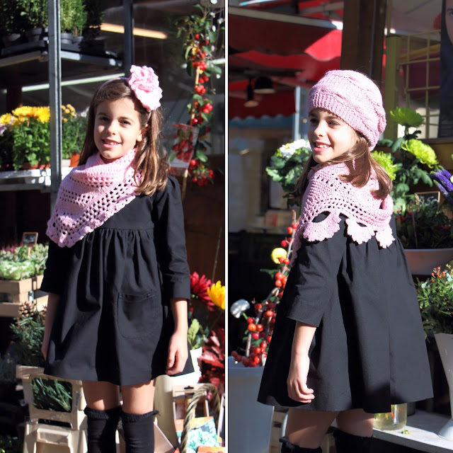 vestido niña pique negro accesorios