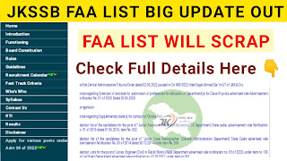 Jkssb faa Selection List,jkssb faa update ,jkssb faa scam,