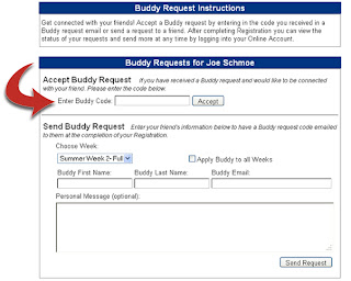 Enter your buddy code in the accept buddy request box