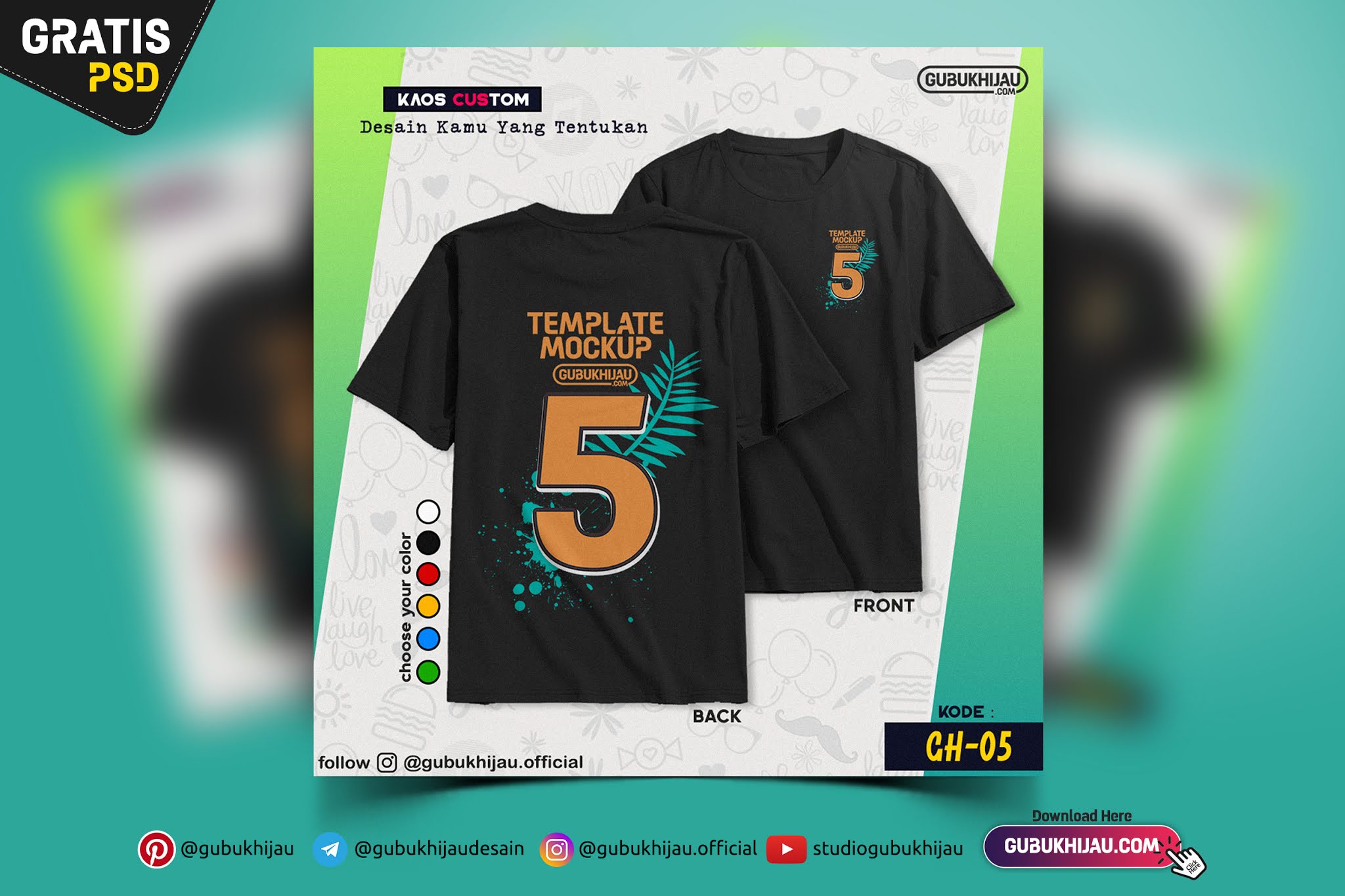 Download Mockup Kaos Depan Belakang