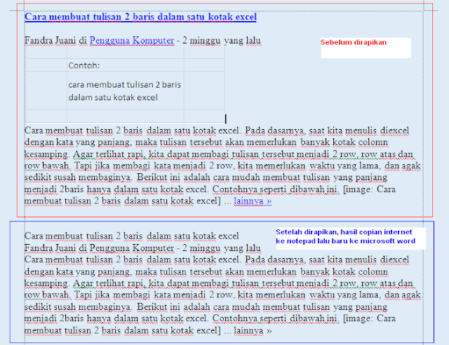 Cara merapikan tulisan hasil copi internet