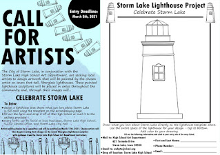 A blank lighthouse design page and the corresponding call to artists.