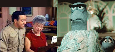 sam the eagle, gomer, and some old lady