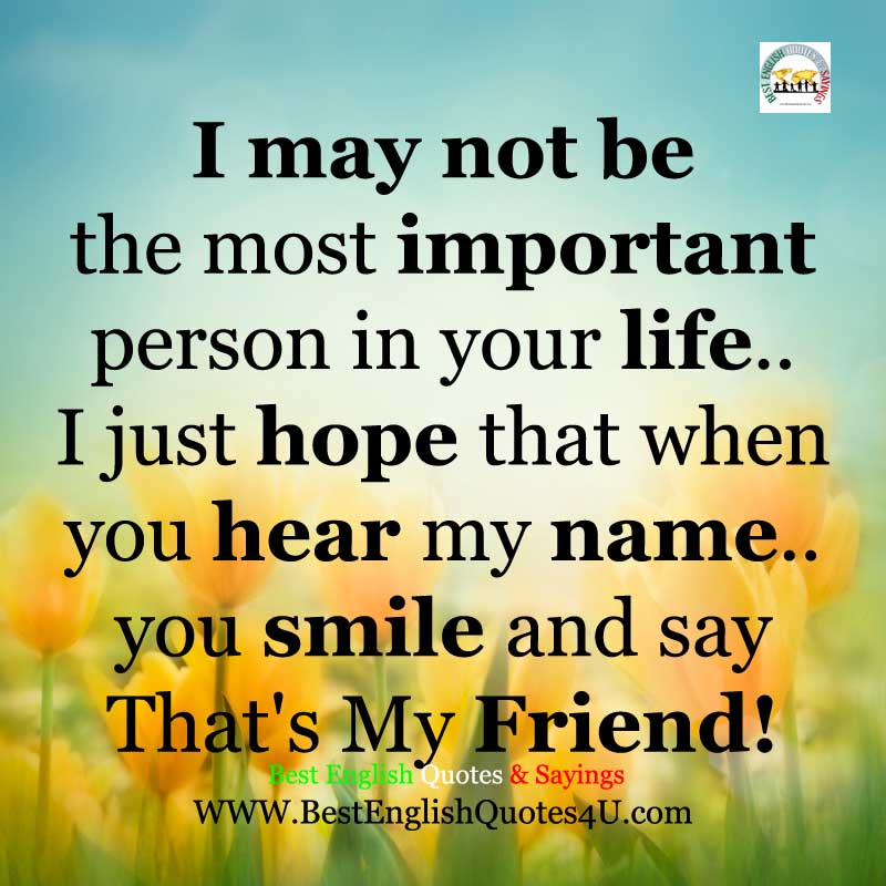 I may not be the most important person in your life  