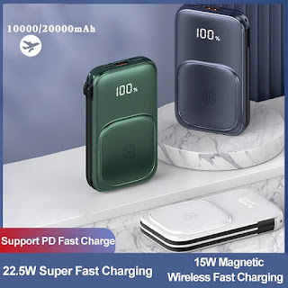 100% Powerbank PD QC 3.0 10000mAh Powerbank Wireless Fast Charging Magnetic PowerBank High-Speed PowerIQ