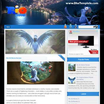 Rio Movie blogger template. template blog for movie. blogger template magazine style. blogger template with image slideshow