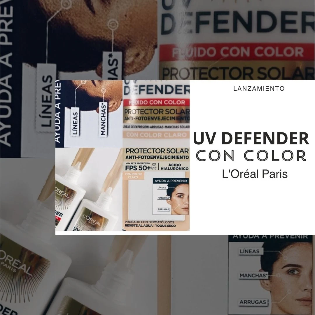 UV defender con color protector solar antiage tipo de piel Loreal París comparación como queda acf