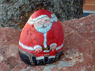 painted rocks, Santa, rock painting, Christmas