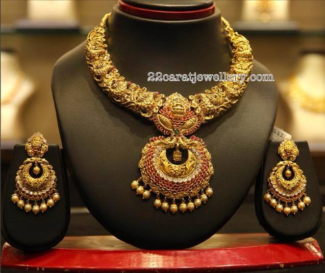 Peacock Necklace with Chandbalis