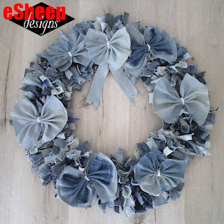 Recycled Denim Wreath by eSheep Designs