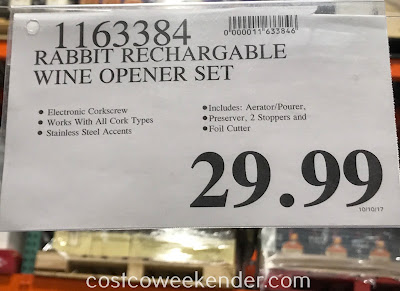 Deal for the Rabbit Rechargeable Wine Opener Set at Costco