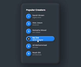 Claymorphism List Hover Effect | List Hover Effect - Codewithrandom