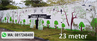 Proses Pengerjaan Lukis Dinding Taman outdoor perum Griya Sapphire Estate Tegal, jasa lukis dinding, lukis taman, jasa desain cafe, jasa lukis papan