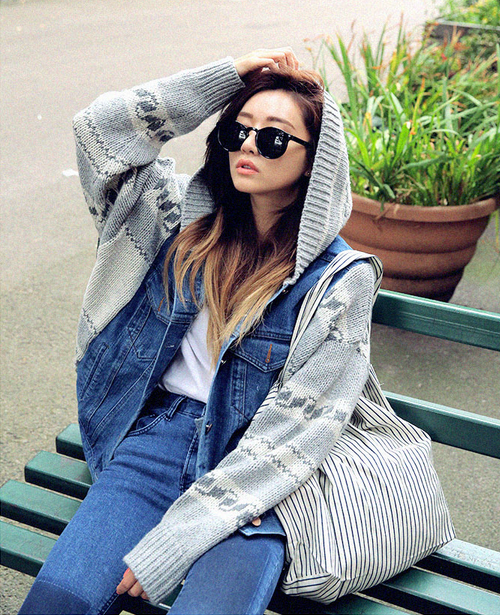 Pattern Knit Denim Jacket