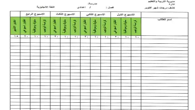 دفتر درجات اعمل السنة للمرحلة الاعدادية و المرحلة الثانوية
