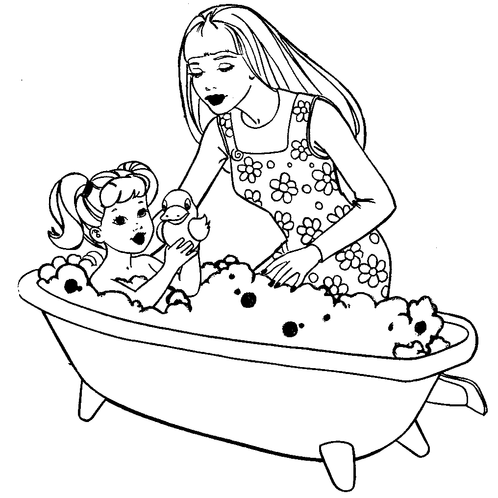 BARBIE AND KELLY COLORING PAGE