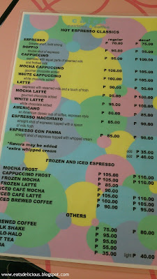 calea pastries and coffee in bacolod coffee menu