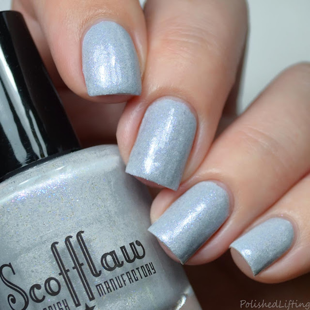 gray polish with color shifting shimmer