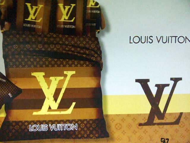 Sprei Jepang Motif LV Garis Coklat