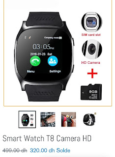Smart Watch T8 Camera HD بسعر خيالي 