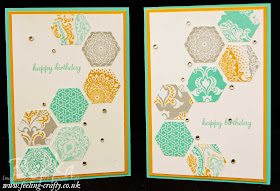 Hexagon Birthday Cards featuring the Eastern Elegance Designer Series Papers from Stampin' Up!  just two of the great cards of Bekka's Blog - check it out!