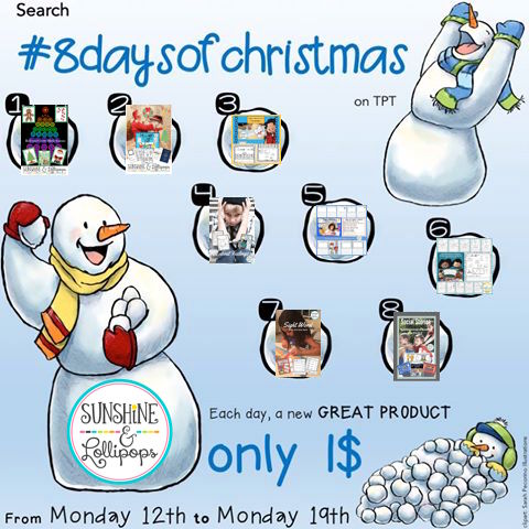  Just search #8daysofchristmas in the TpT search bar and take a look at all the Frosty Dollar Deals offered by so many great TpT authors.  If you want to see the deals i have picked especially for you, then click here...you will love the variety and the savings.  Have a great winter break and a Happy 2017!