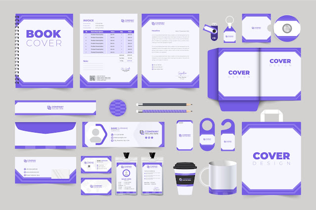 Office stationery template bundle vector free download