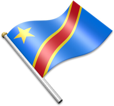 The Congolese flag on a flagpole clipart image