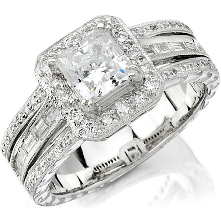  Atlanta  Engagement  Rings  14k White Gold Diamond Baguette 