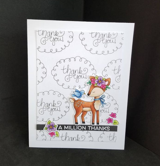 A million thanks by Karen features  Thank you (NND freebie) and  Woodland Spring by Newton's Nook Designs; #inkypaws, #newtonsnook, #cardmaking