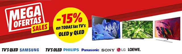 Top 5 ofertas -15% en todas las TVs OLED y QLED Media Markt