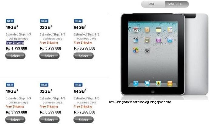 Harga iPad mulai Rp 4.799.000