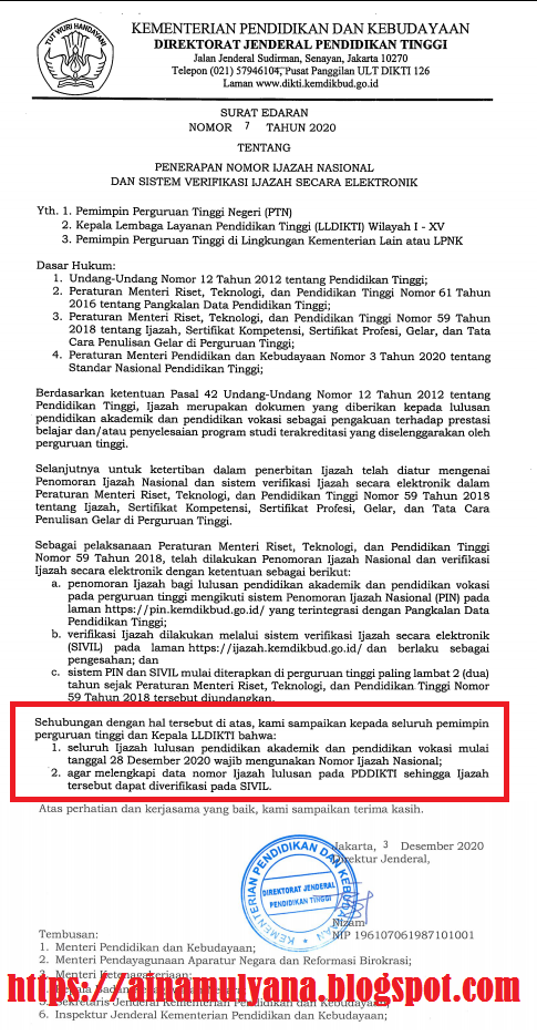 ijazah dari perguruan tinggi yang lulus mulai tahun  INGAT IJAZAH DARI PERGURUAN TINGGI YANG LULUS MULAI TAHUN 2021 HARUS SUDAH MENGGUNAKAN NOMOR IJAZAH NASIONAL