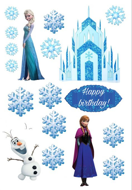 Anna, Olaf and Elsa, Frozen: Free Printable Cake Toppers.