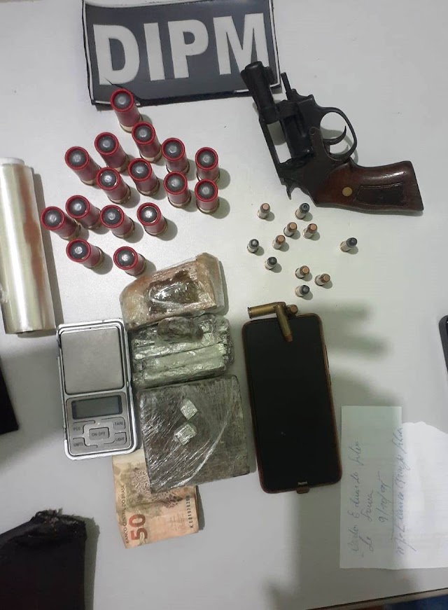 Polícia Militar apreende drogas, revóver, munições e prende homem no São Vicente de Paula