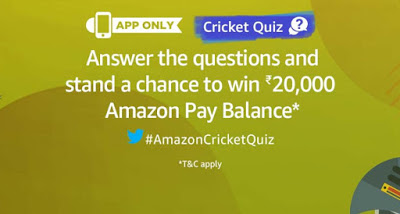 Amazon Cricket Quiz – Answer of Quiz Added & win Rs 20,000