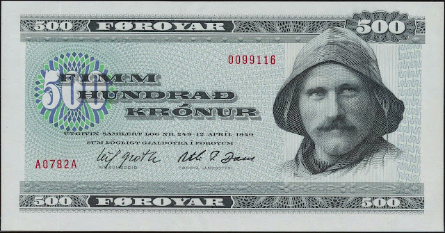 Faroe Islands Banknotes 500 Krone banknote 1978 Faroese fisherman