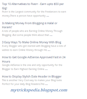 recent posts widget for blogger with title and description