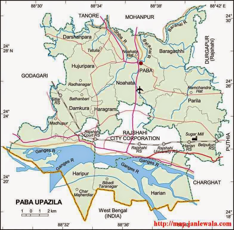 paba upazila map of bangladesh