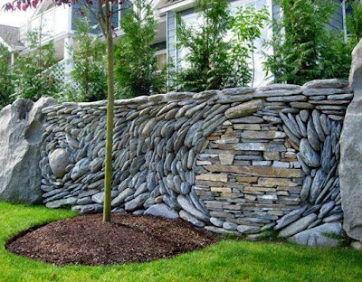 natural stacked stone wall ideas 