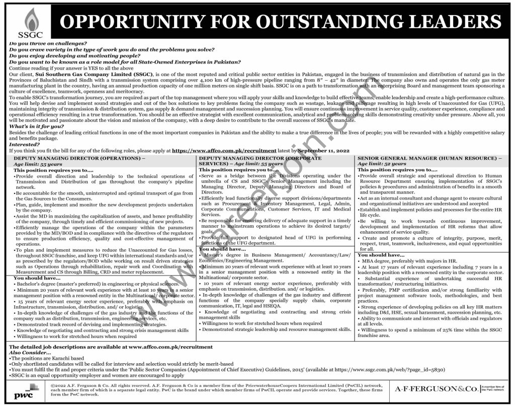 Sui Southern Gas Company Ltd SSGC Jobs August 2022