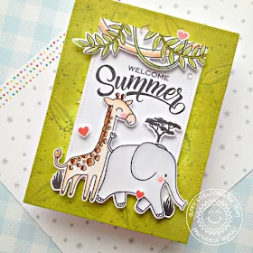 Sunny Studio Stamps: Radiant Plumeria Savanna Safari Tropical Scenes Card by Franci Vignoli