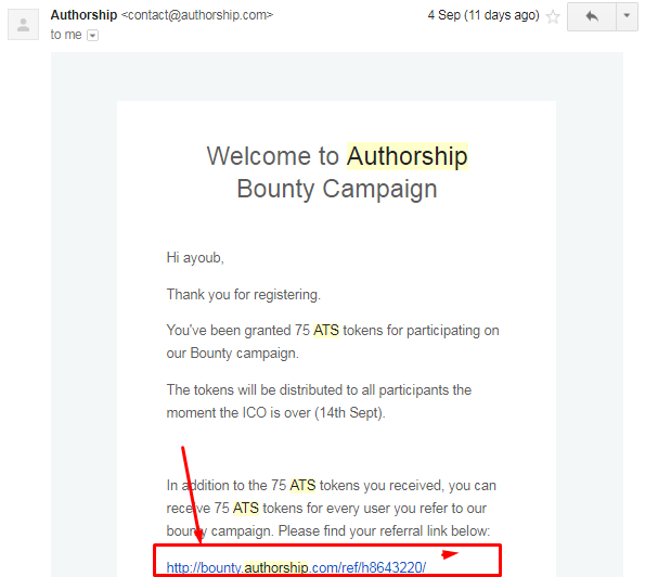 Authorship Bounty Campaign End , Withdrawal Your Free 10$ Worth Of Ethereum !