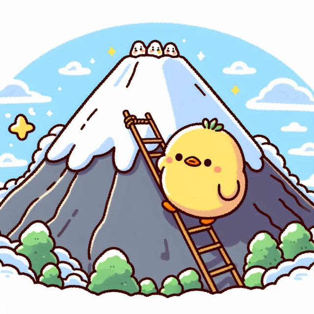 富士山に登るひよこ