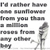 I'd rather have one sunflower from you than a million roses from any other boy.