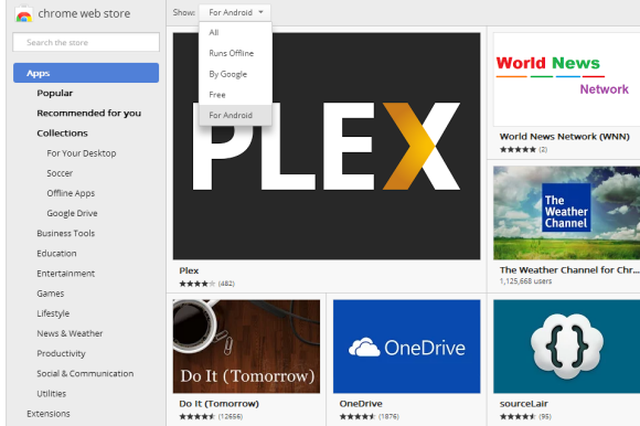 Chrome Web Store Links to Android Apps