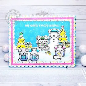 Sunny Studio Stamps: Merry Mice Woodland Borders Fancy Frame Dies Christmas Card by Ana Anderson