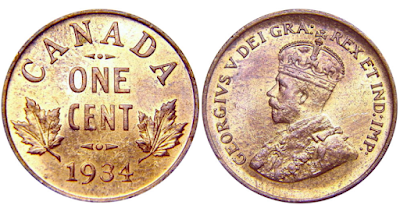 1934 Canadian penny value