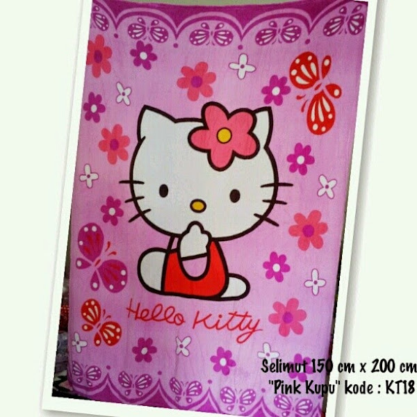 Selimut Hello Kitty Murah  Grosir Ecer Kupu Kupu Orange Pink