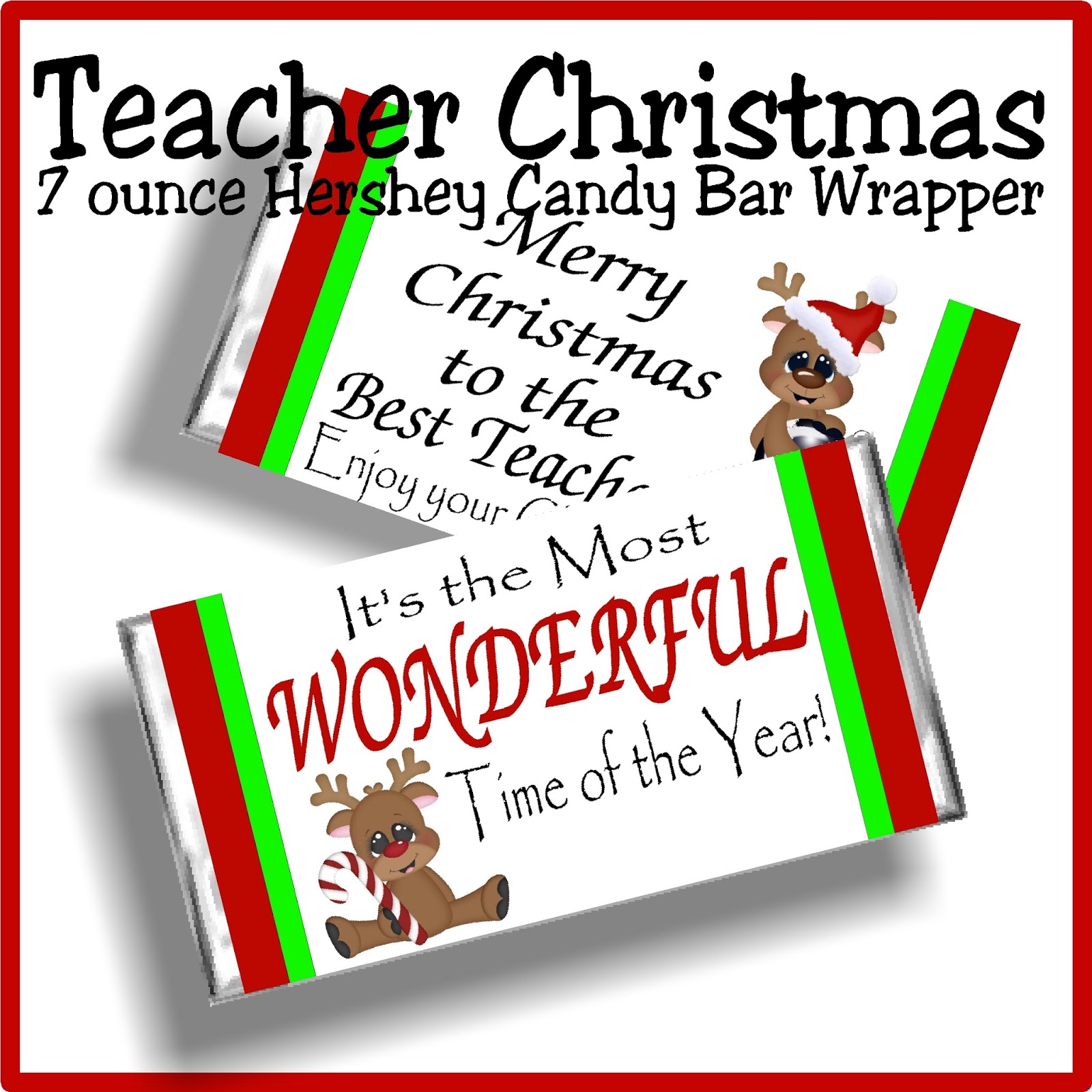 Diy Party Mom Teacher Christmas Gift Printable Candy Bar Wrapper